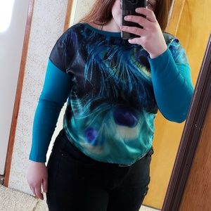 Aeropostale Boat Neck Peacock Shirt
